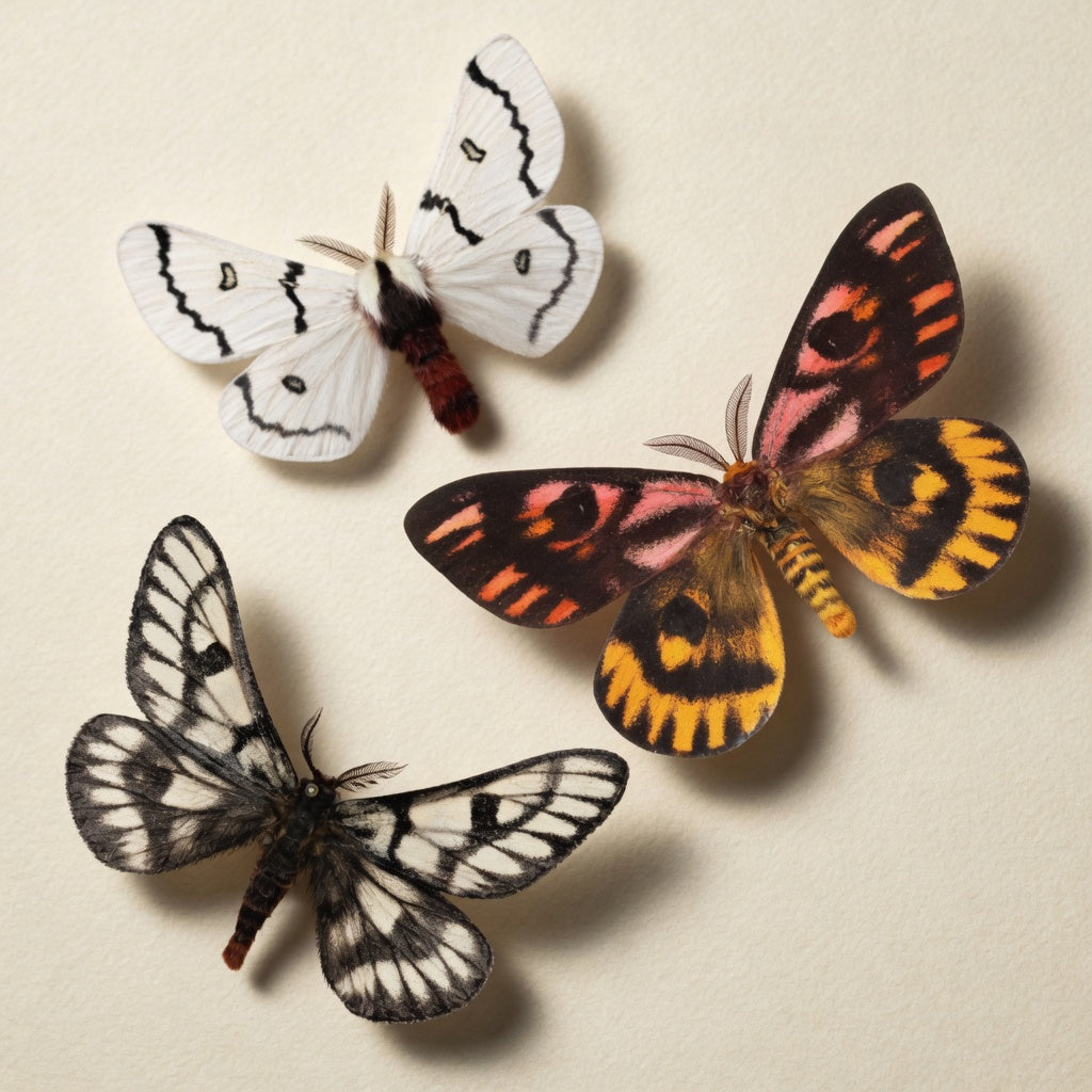 Hemileuca Desert Moth Trio Diorama – Natural History Display 6x8x6 Acrylic