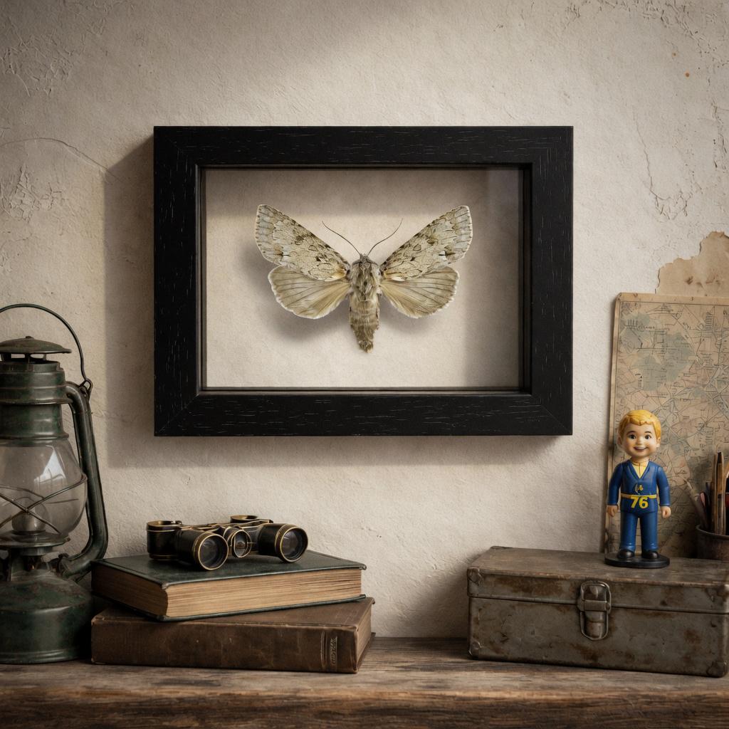 Framed American Dagger Moth Specimen (Acronicta americana)