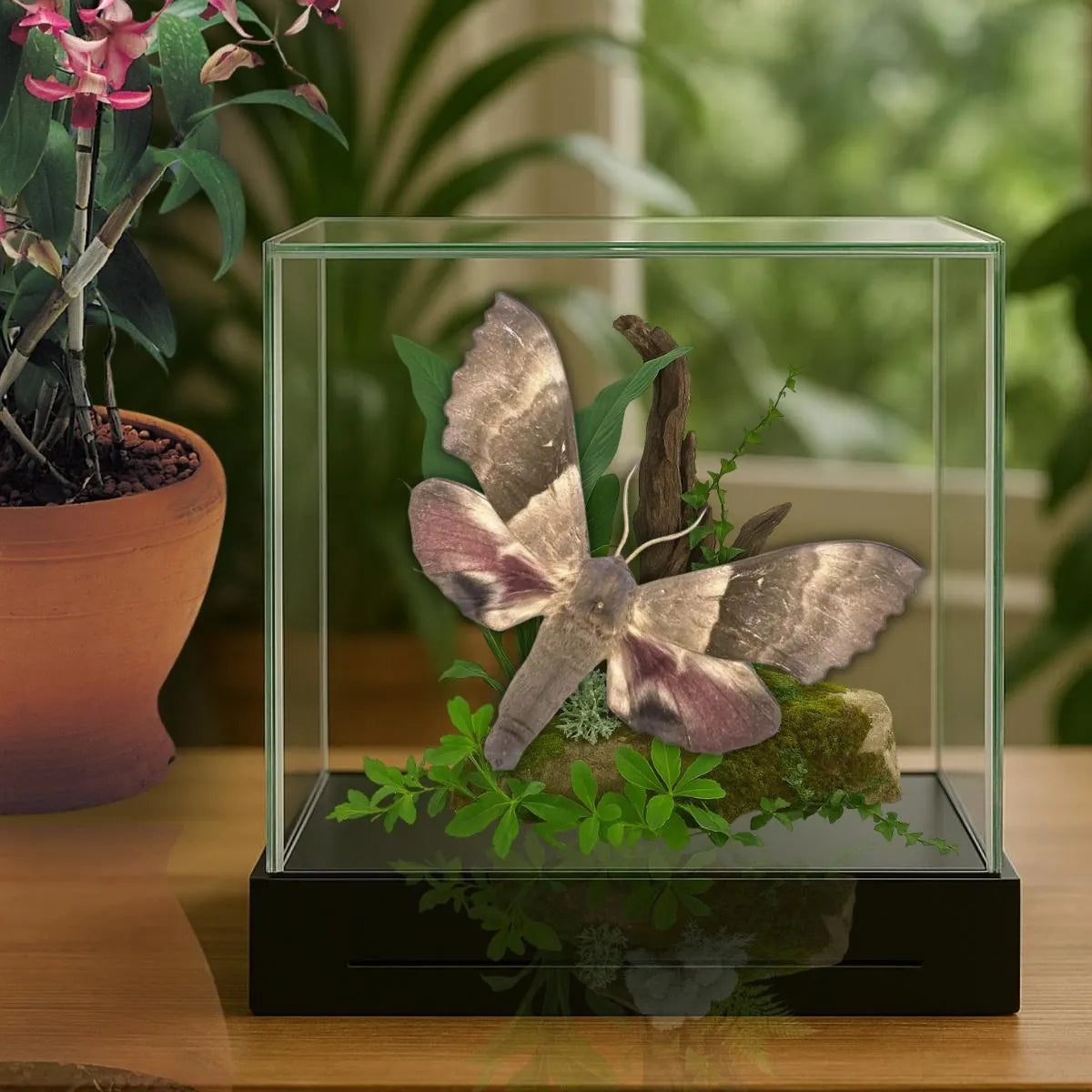 Pachysphinx modesta Moth Diorama – 6×6×6 Acrylic Display