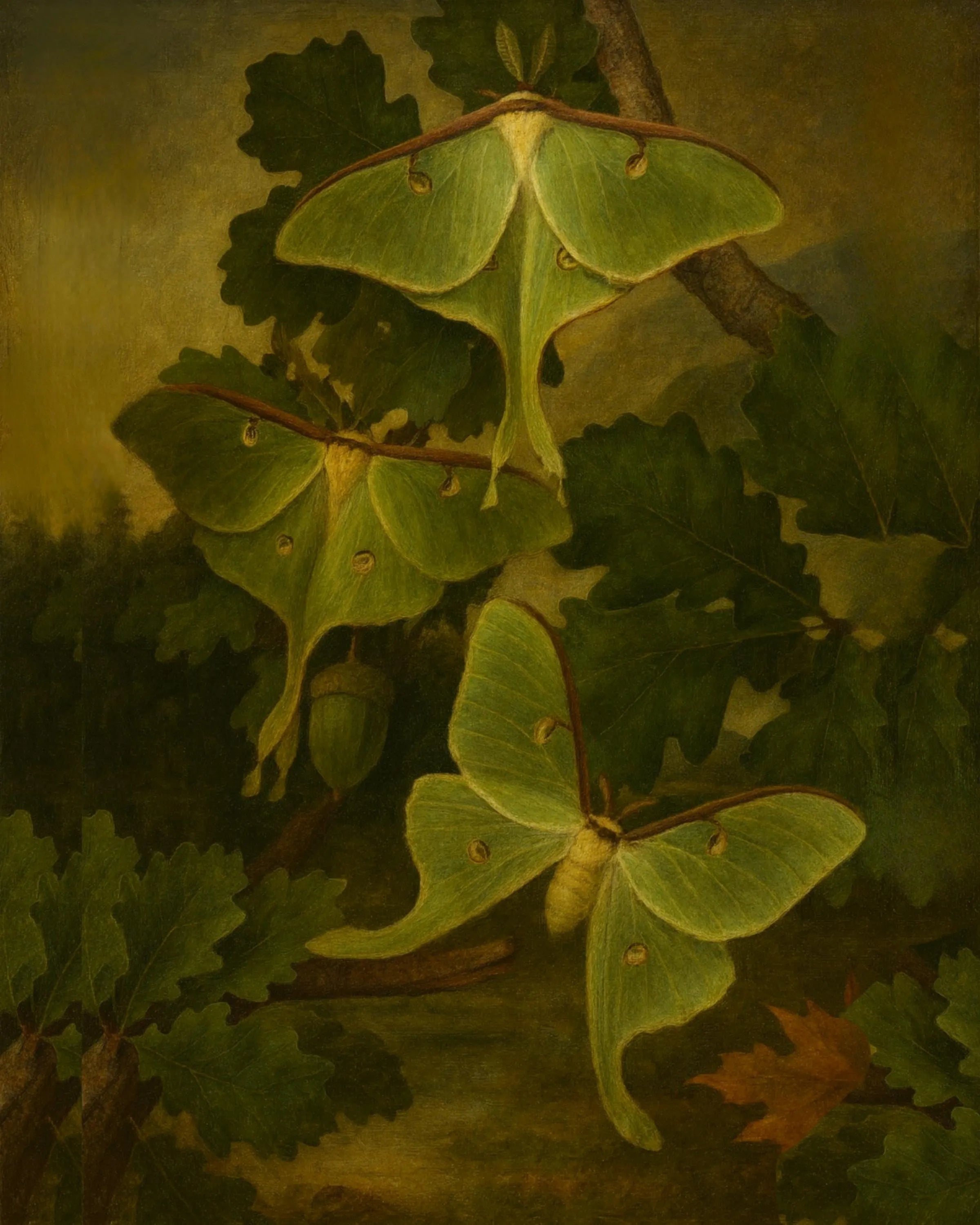 Framed Luna Moth Print – Actias luna Vintage Natural History Wall Art 8x10