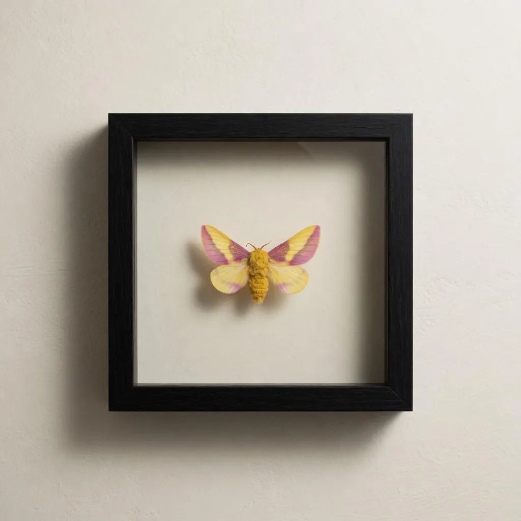 Framed Rosy Maple Moth Specimen (Dryocampa rubicunda)