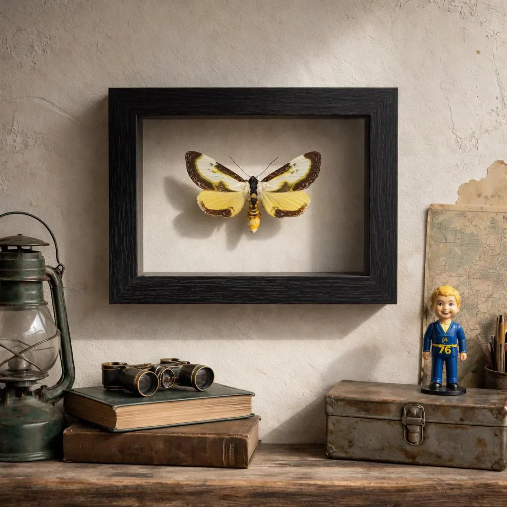 Framed Beautiful Wood Nymph Moth Specimen (Eudryas grata)