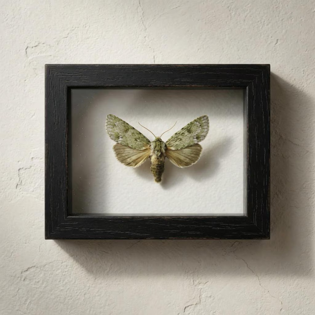 Framed American Dagger Moth Specimen (Acronicta americana)