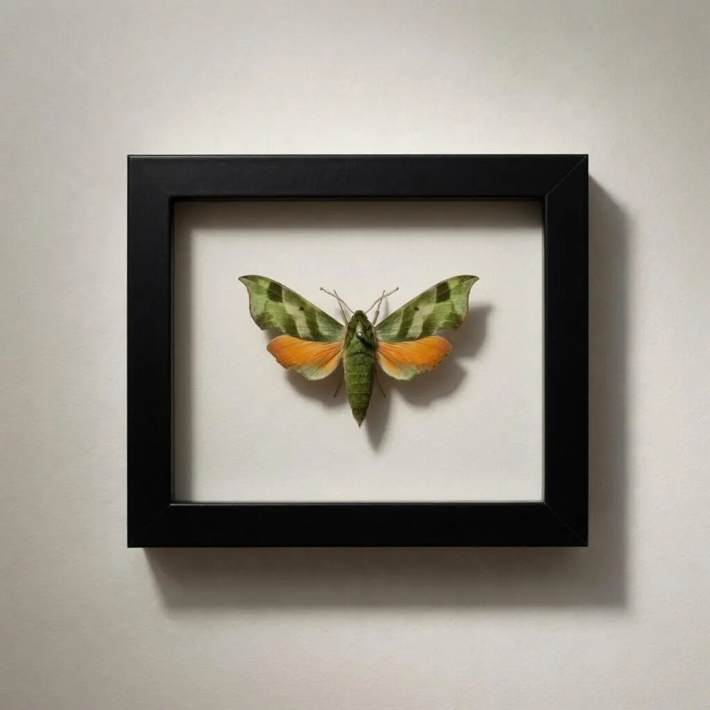 Framed Virginia Creeper Sphinx Moth Specimen (Darapsa myron)