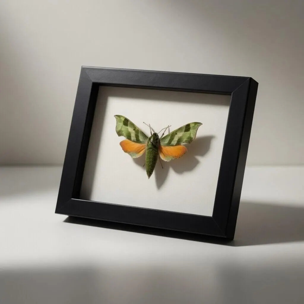 Framed Virginia Creeper Sphinx Moth Specimen (Darapsa myron)