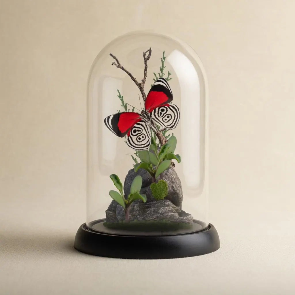 Diaethria anna Eighty-Eight Butterfly Cloche Dome Diorama – Natural History Display 6x4 Acrylic
