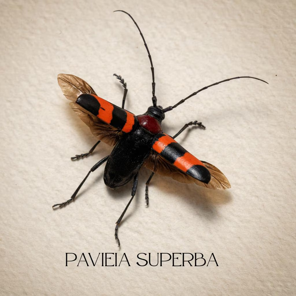 Framed Pavieia superba Longhorn Beetle Specimen